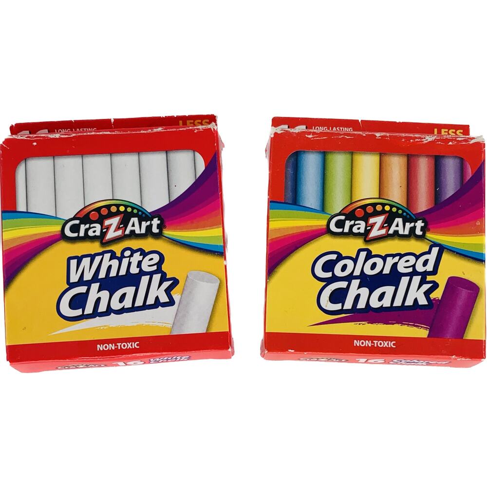 Chalkboard Chalk White Colored Cra Z Art New Opened Boxes Purple Red Yellow